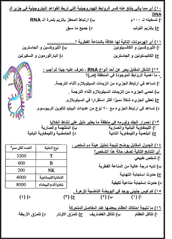 حل أهم 40 سؤالا فى الأحياء لطلاب الثانوية العامة (3)