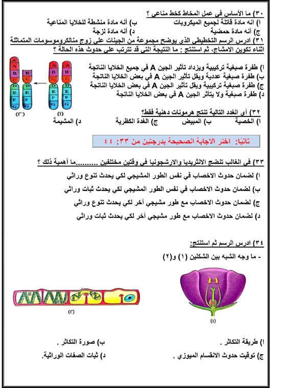 حل أهم 40 سؤالا فى الأحياء لطلاب الثانوية العامة (6)