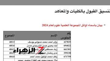 موقع التنسيق ينشر قائمة أوائل نتيجة الثانوية العامة بعد تعديل درجات الفيزياء