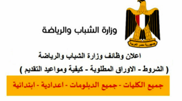 إلحق قدم| الشباب والرياضة تعلن وظائف جديدة شاغرة لجميع المؤهلات وحتى 45 عاماً