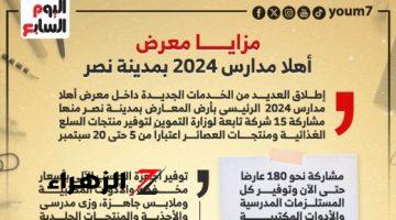 مزايا عديدة بمعرض أهلا مدارس 2024.. انفوجراف