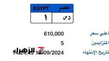 أحدث لوحة سيارة مميزة رقمها “د س- 1” سعرها يتخطى نصف مليون جنيه