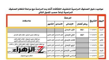 جدول مواعيد دخول المدارس فى أول أسبوع دراسة بالجيزة