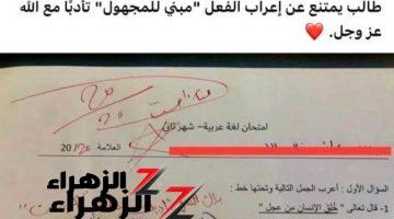 “العالم كله كان مستعجبله”.. شاهد إجابة طالب علي سؤال فى امتحان اللغه العربيه أدهشت الملايين حول العالم .. مش ممكن يكون طالب عادي