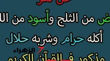 اللغز الذي حير العلماء .. أبيض من الثلج وأسود من الليل اكله حرام وشربه حلال يستعمله الرجل ثلاث مرات والمرأة مرة واحدة .. فما هو؟