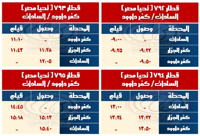 مواعيد القطارات