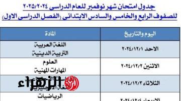 تعليم الجيزة تعلن الجداول المعدلة لامتحانات نوفمبر 2024.. تنطلق 1 ديسمبر