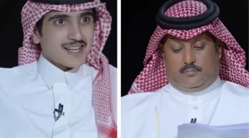 شاهد : ردة فعل “تركي العجمة” أثناء  استضافة رئيس نادي الشباب “محمد المنجم” تثير الجدل