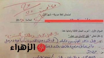 «تدل على حسن تربية الطالب»..إجابة طالب في امتحان اللغة العربية أذهلت المعلمين..مش هتصدق كتب إيه!!