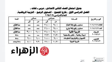 “لازم نذاكر” جدول امتحانات محافظة الجيزة 2025 الترم الاول بكافة الصفوف الدراسية