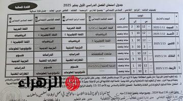 “خش ذاكر” جداول امتحانات الترم الأول 2025 في مصر بكافة الصفوف الدراسية