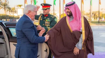 بالصور: ولي العهد يستقبل في الديوان الملكي بقصر اليمامة رئيس ألمانيا ويقيم له مراسم استقبال رسمية