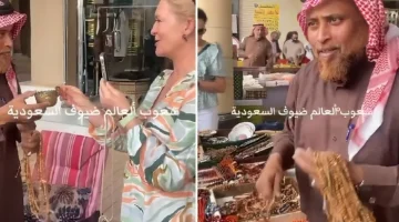 شاهد.. صاحب محل في سوق الزل يقدم هدايا لعدد من السياح ويرحب بهم