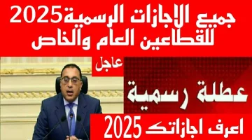 “تعالى شوف اجازاتك امتى!!”… الحكومة المصرية تُعلن عن كافة تفاصيل اجازات شم النسيم وعيد الفطر 2025!!