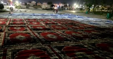أشرف فتحي وعبد المنعم قتيلو يجهزان مصلى العيد بحديقة دمياط الجديدة