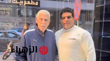 حسن شحاتة يظهر بنيولوك جديد في نادي النصر لمتابعة حفيده صور