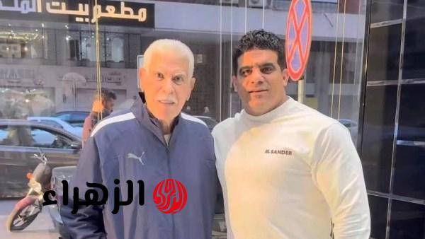 حسن شحاتة يظهر بنيولوك جديد في نادي النصر لمتابعة حفيده صور