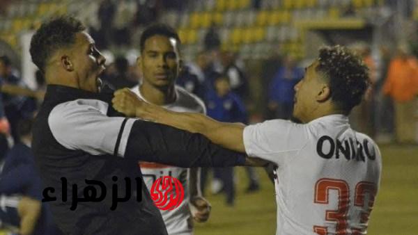 خوان بيزيرا يشتبك مع أقطاي عبدالله في مباراة الزمالك وإنبي بالدوري الممتاز