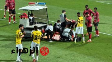 دومبيا لاعب الاتحاد يغادر مباراة الخلود بسبب إصابة في الرباط الصليبي
