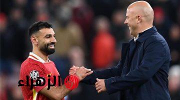 سلوت يشيد باحترافية وشغف محمد صلاح ويؤكد رحيله عن ليفربول كأسطورة