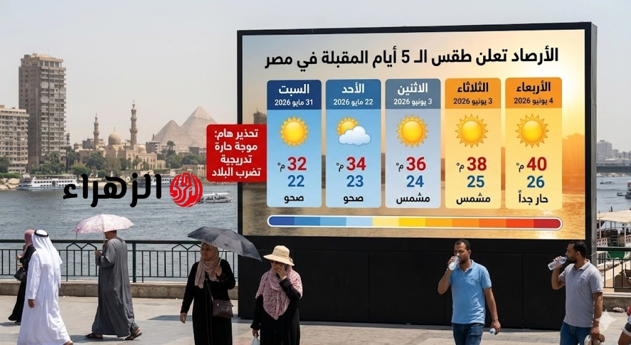 الأرصاد تعلن طقس الـ 5 أيام المقبلة.. وتحذر من موجة حارة تضرب البلاد تدريجياً