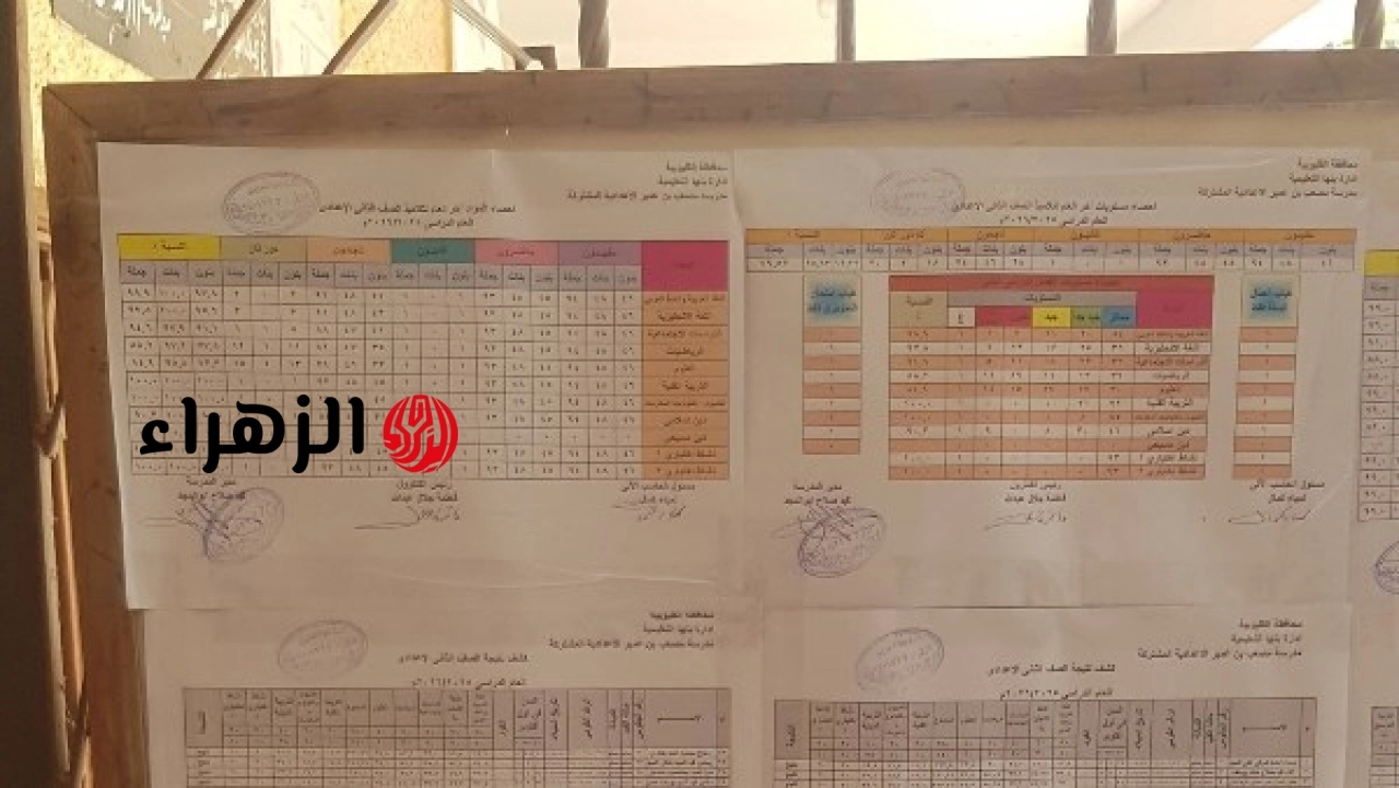 وزارة التربية والتعليم تعلن نتيجة الصف الثاني الإعدادي برقم الجلوس 2026 في بعض المدارس
