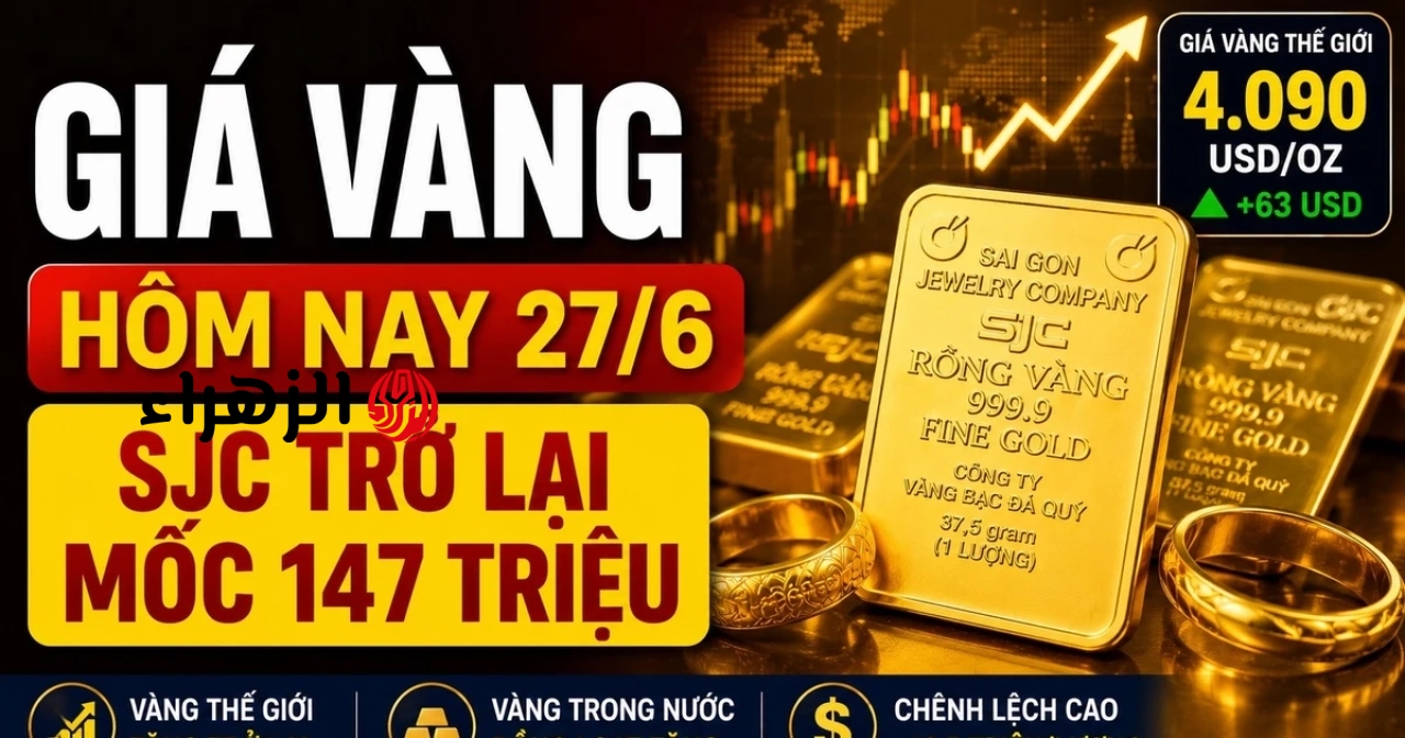 أسعار الذهب اليوم، 27 يونيو: ارتفعت أسعار الذهب في شركات SJC وBTMC وDOJI وPNJ بما يتماشى مع أسعار الذهب العالمية. | الزهراء