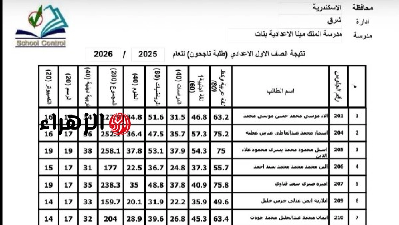 إعلان نتيجة الصف الأول الإعدادي الترم الثاني 2026 برقم الجلوس والاسم مع الدرجات