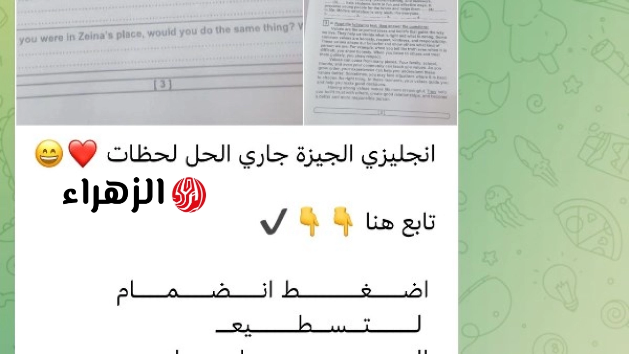عاجل: تداول أسئلة امتحان اللغة الإنجليزية لإعدادية الجيزة والهندسة للمنيا بعد بدء الاختبار بعشرين دقيقة