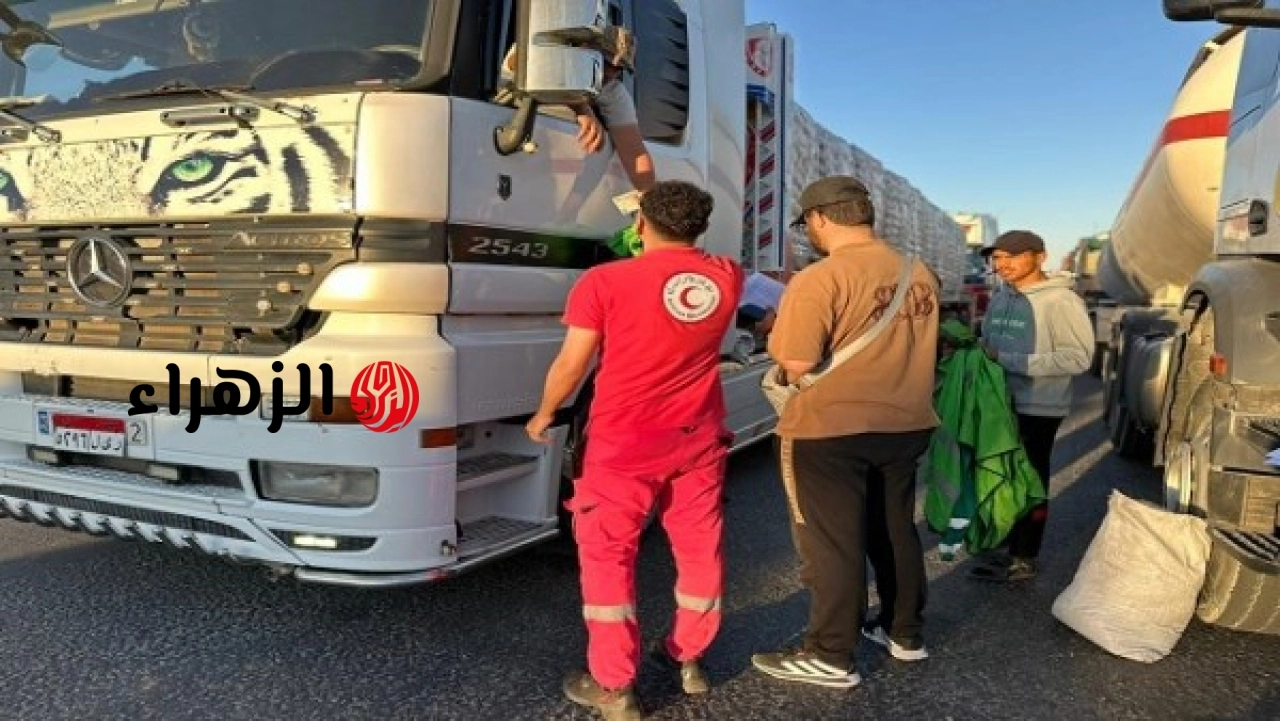 قافلة المساعدات الإنسانية رقم 213 تصل إلى قطاع غزة