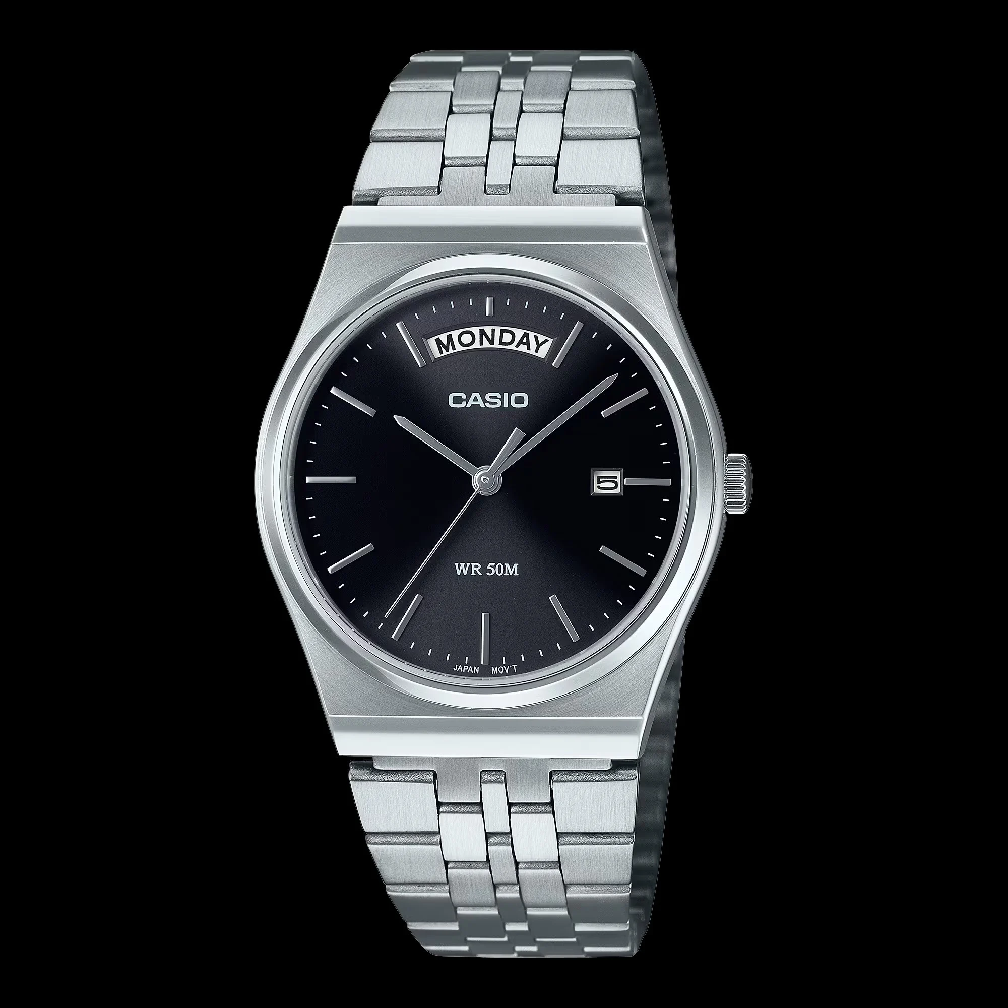 وصل جهاز Casio MTP-B146 رسميًا إلى السوق الأمريكية: عودة أسلوب الثمانينيات الكلاسيكي. 6 ساعة كاسيو MTP-B146D-1AV بهيكل من الفولاذ المقاوم للصدأ ومينا أسود.