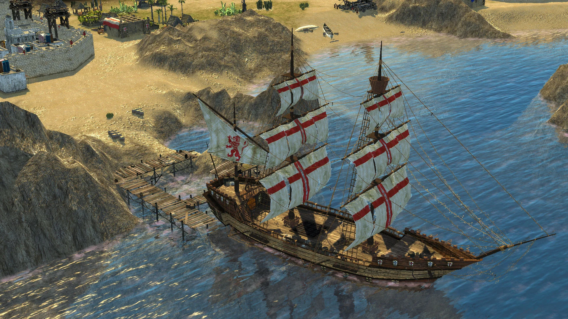 لعبة Stronghold Crusader 2 متوفرة بخصم 90% على منصة Steam: فرصة لتجربة هذه التحفة الفنية الاستراتيجية التي تعود للعصور الوسطى. 7 صورة لسفينة من لعبة Stronghold Crusader 2.