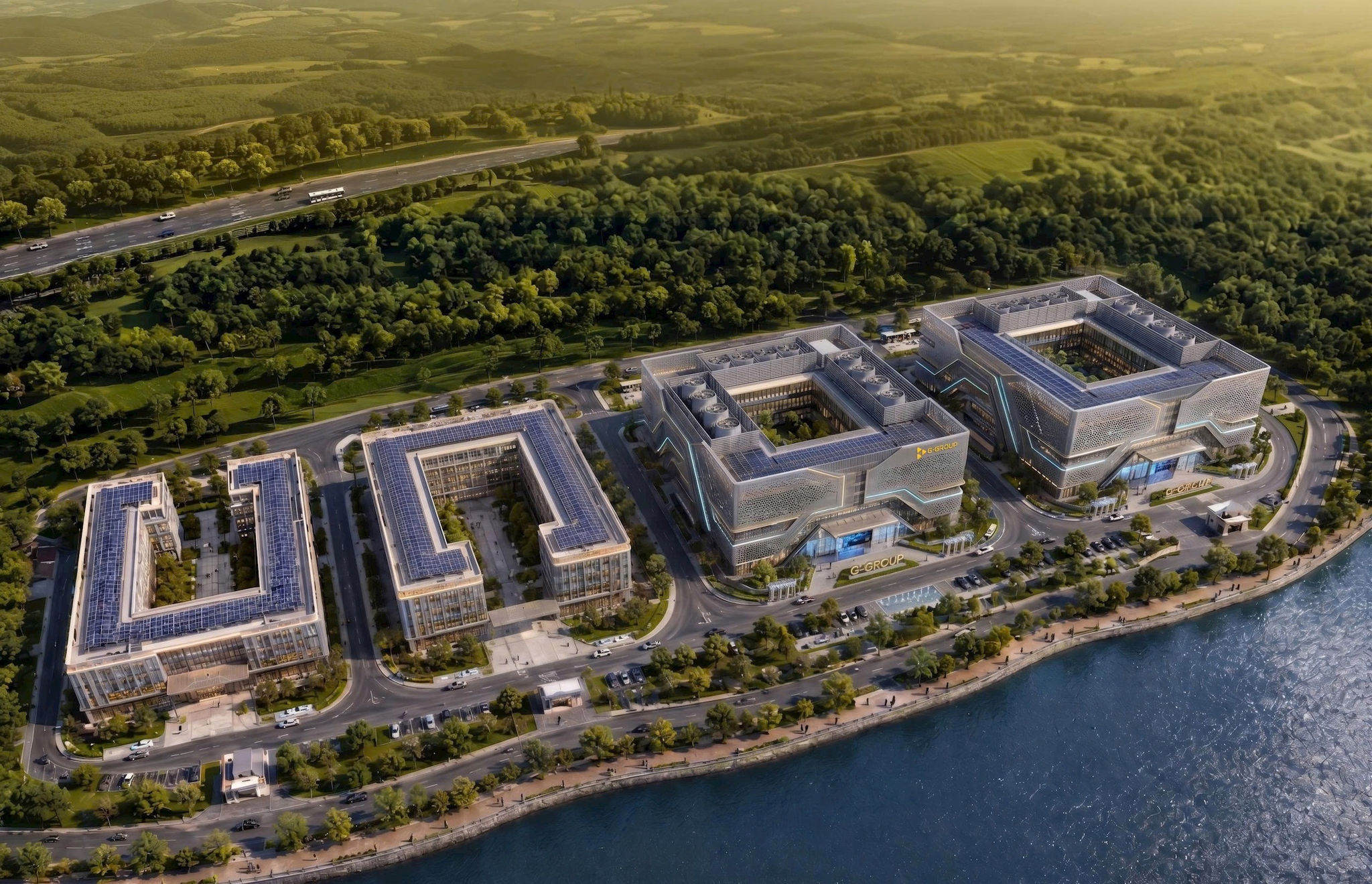 هانوي تحل تحديات الموارد البشرية والبنية التحتية الرقمية من أجل التنمية. 10 صورة ثلاثية الأبعاد لمركز التكنولوجيا المتقدمة ومجمع مركز بيانات الذكاء الاصطناعي في حديقة هوا لاك للتكنولوجيا المتقدمة. الصورة: P.H.