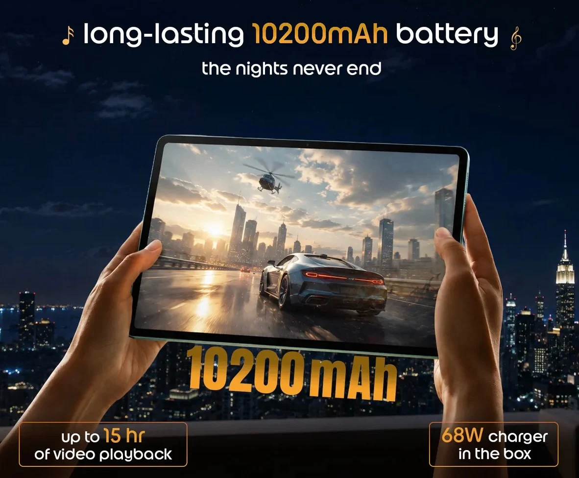 Moto Pad 70 Groove: جهاز لوحي ترفيهي مزود بـ 9 مكبرات صوت JBL وشاشة بدقة 2.5K بتردد 120 هرتز. 7 مواصفات بطارية وشحن جهاز Moto Pad 70 Groove
