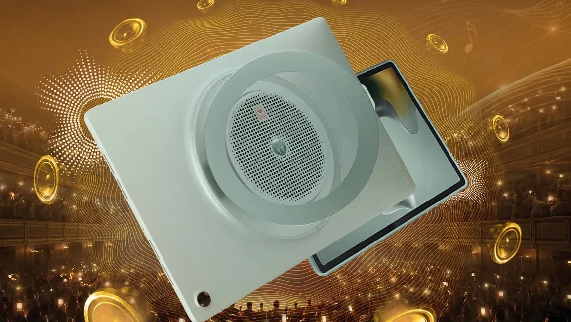 Moto Pad 70 Groove: جهاز لوحي ترفيهي مزود بـ 9 مكبرات صوت JBL وشاشة بدقة 2.5K بتردد 120 هرتز. 8 الجزء الخلفي من Moto Pad 70 Groove