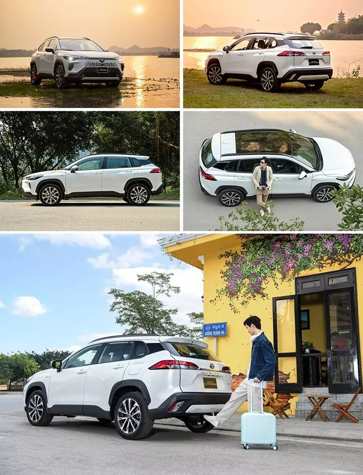 تتميز الواجهة الأمامية لسيارة تويوتا كورولا كروس 2026 بشبك أمامي جديد.
