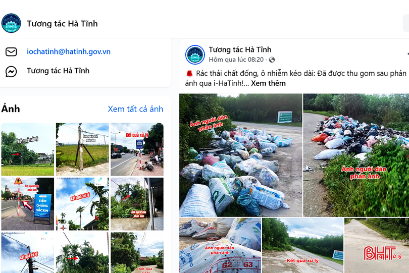 يتم تحديث التعليقات المتميزة التي تم تلقيها من خلال تطبيق i-HaTinh باستمرار على وسائل التواصل الاجتماعي (عبر القناة لنشر وتحديث المعلومات لجمهور واسع (لقطة شاشة). bqbht_br_12.png