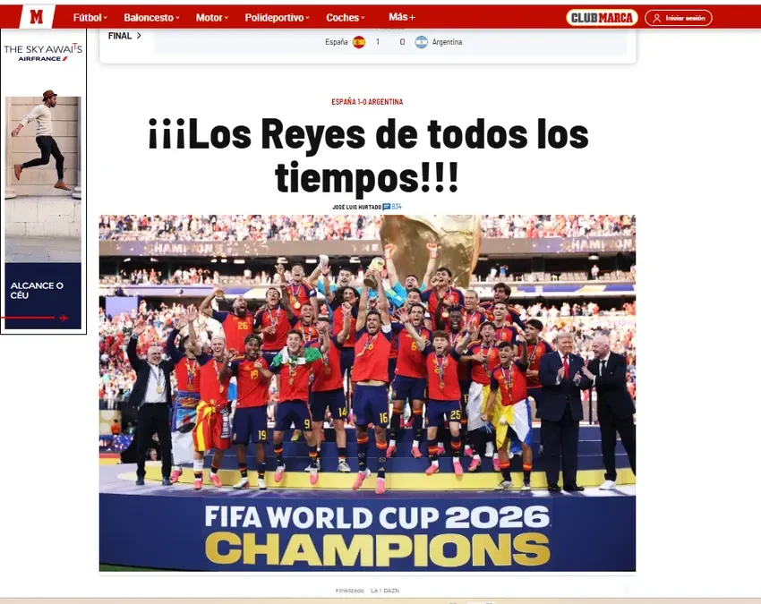 أشادت صحيفة ماركا بإنجاز المنتخب الإسباني. Tờ Marca ca ngợi chiến công của ĐT Tây Ban Nha