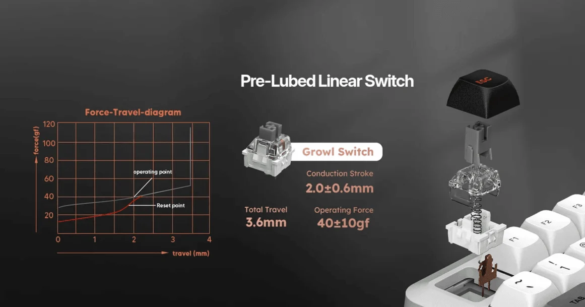 لوحة مفاتيح Redragon K688 Pro الميكانيكية: هيكل تثبيت الحشية وتصميم 96%، بسعر أقل من 50 دولارًا. 7 مواصفات مفتاح Redragon Growl